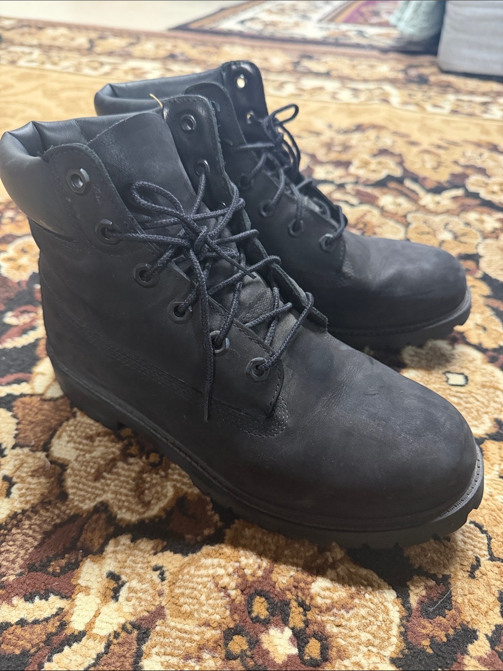 Kids timberland Black Lace-Up Boots